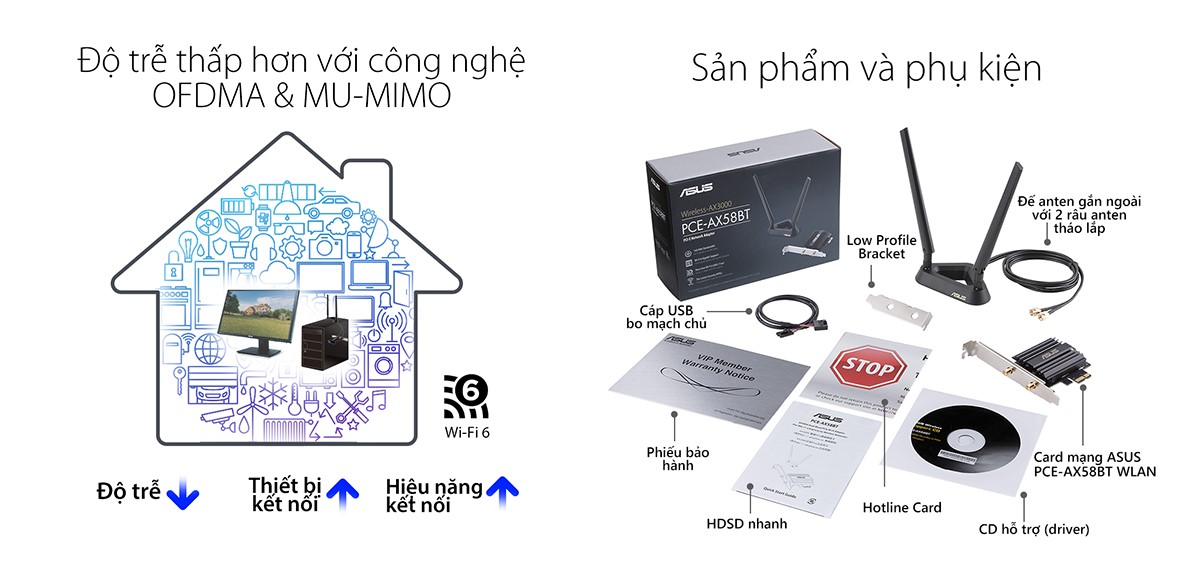 Card mạng wifi PCI Express Asus PCE-AX58BT